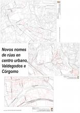 Mapas das tres zonas onde cambiarán ou haberá novos nomes de rúas